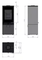 Po&ecirc;le &agrave; bois Godin Le Sada 400234 7kW Peint Noir dessus Pierre Bleue sortie dessus