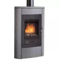 Poêle à Bois Godin Le Villeteau 369130 9.5kW habillage pierre bleue du Hainaut