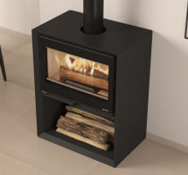 Poêle à bois La Nordica Dante avec porte-bûches 7115001 8.8kW Noir opaque