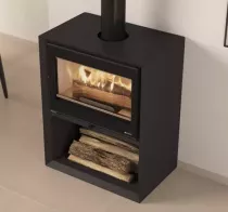 Po&ecirc;le &agrave; bois La Nordica Dante avec porte-b&ucirc;ches 7115001 8.8kW Noir opaque