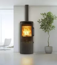 Poêle à bois Maya 5.5kW acier/fonte Anthracite - LACUNZA Réf. 3000001363071