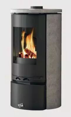 Po�le � bois MONTANAY 8 kW �tanche habillage acier peint, pierre bleue du Hainault - GODIN R�f. 400219