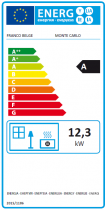 Poêle à bois Monte Carlo 12.3kW peint Noir - FRANCO BELGE Réf. 1341207