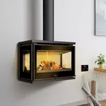 Poêle à bois Paris 700 CLID mural 9.5kW acier Anthracite - LACUNZA Réf. 3000001346746