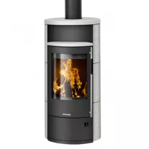 Poêle à bois Polar Neo 4 5.5kW acier Noir céramique Blanc soyeux - ORANIER Réf. 556485