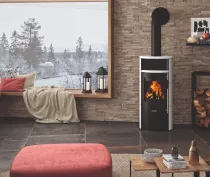 Poêle à bois Polar Neo 4 5.5kW acier Noir céramique Blanc soyeux - ORANIER Réf. 556485