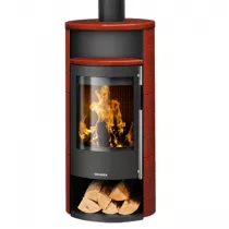 Poêle à bois Polar Neo 4 5.5kW acier Noir céramique Rouge paprika - ORANIER Réf. 556486