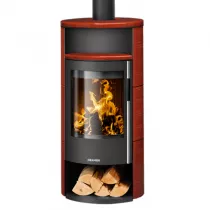 Poêle à bois Polar Neo 6 6.5kW acier Noir céramique Rouge paprika - ORANIER Réf. 556686