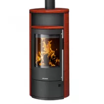 Poêle à bois Polar Neo 8 8kW acier Noir céramique Rouge paprika - ORANIER Réf. 556886