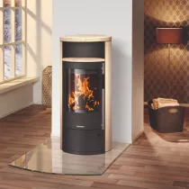 Poêle à bois Polar Neo 8 8kW acier Noir pierre Sable - ORANIER Réf. 556842