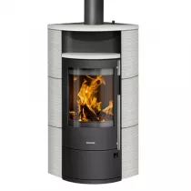 Poêle à bois Polar Neo Eck 6.5kW acier Noir céramique Blanc soyeux - ORANIER Réf. 558685