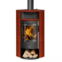 Poêle à bois Polar Neo Eck 6.5kW acier Noir céramique Rouge paprika - ORANIER Réf. 558686