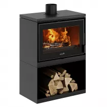 Poêle à bois raccordable SARRA sur bûcher 8kW Anthracite - Deville Réf. C077CK-06