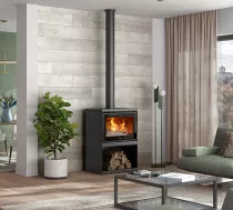 Poêle à bois raccordable SARRA sur bûcher 8kW Anthracite - Deville Réf. C077CK-06