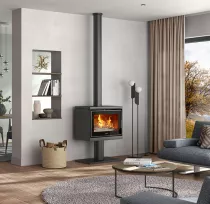 Poêle à bois raccordable SARRA sur piédestal 8kW Anthracite - Deville Réf. C077CJ-06