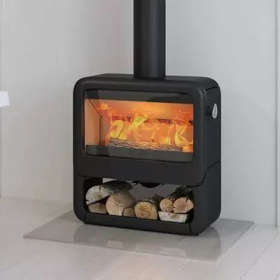 Po�le � bois Rock 7kW sur coffre fonte laqu�e Noir - DOVRE R�f. ROCK350WB/B