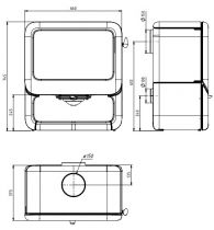 Poêle à bois Rock 7kW sur coffre fonte laquée Noir - DOVRE Réf. ROCK350WB/B