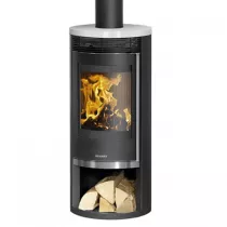 Poêle à bois Rota 2.0 5.5kW acier Noir dessus céramique Blanc soyeux - ORANIER Réf. 579387