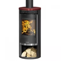Poêle à bois Rota 2.0 5.5kW acier Noir dessus céramique Rouge bordeaux - ORANIER Réf. 579337