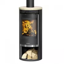 Poêle à bois Rota 2.0 5.5kW acier Noir dessus pierre Sable - ORANIER Réf. 579342