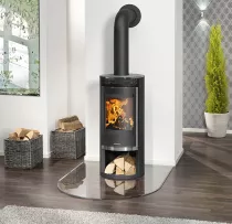 Poêle à bois Rota 2.0 5.5kW acier Noir dessus verre - ORANIER Réf. 579330