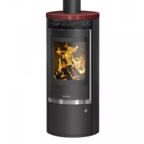 Poêle à bois Rota Top 2.0 5.5kW acier Noir dessus céramique Rouge bordeaux - ORANIER Réf. 579355