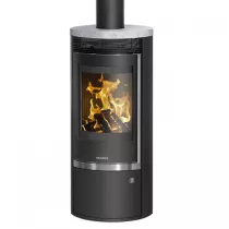Poêle à bois Rota Top 2.0 5.5kW acier Noir dessus pierre Ollaire - ORANIER Réf. 579352