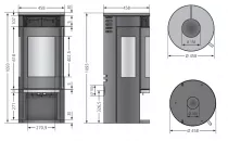 Poêle à bois Rota Tre 2.0 5.5kW acier Noir - ORANIER Réf. 579410