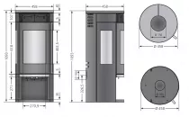 Poêle à bois Rota Tre 2.0 5.5kW acier Noir - ORANIER Réf. 579410