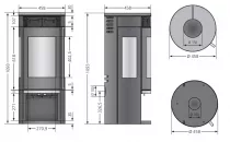 Poêle à bois Rota Tre 2.0 5.5kW acier Noir - ORANIER Réf. 579410