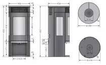 Poêle à bois Rota Tre 2.0 5.5kW acier Noir - ORANIER Réf. 579410