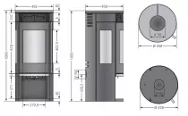 Poêle à bois Rota Tre 2.0 5.5kW acier Noir - ORANIER Réf. 579410