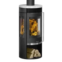 Poêle à bois Rota Tre 2.0 5.5kW acier Noir dessus céramique Blanc soyeux - ORANIER Réf. 579487