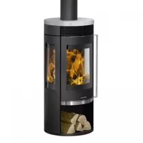 Poêle à bois Rota Tre 2.0 5.5kW acier Noir dessus pierre Ollaire - ORANIER Réf. 579422