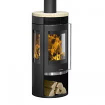 Poêle à bois Rota Tre 2.0 5.5kW acier Noir dessus pierre Sable - ORANIER Réf. 579442