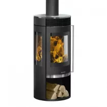 Poêle à bois Rota Tre 2.0 5.5kW acier Noir dessus verre - ORANIER Réf. 579430