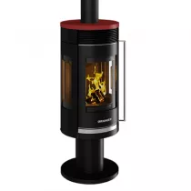 Poêle à bois Rota Twist 5.5kW acier Noir dessus céramique Rouge bordeaux - ORANIER Réf. 579737