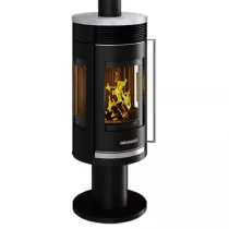 Poêle à bois Rota Twist 5.5kW acier Noir dessus pierre Ollaire - ORANIER Réf. 579722