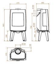 Poêle à bois Sense 7kW fonte laquée Noire - DOVRE Réf. SENSE103