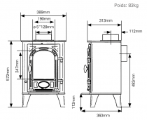 Poêle à bois Stockton 4 5kW Noir mat (avec grille et cendrier) - STOVAX Réf. 721-744
