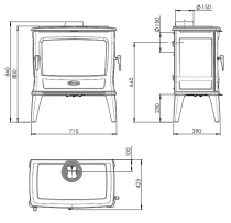 Poêle à bois TAI 11kW avec porte latérale - DOVRE Réf. TAI55WD