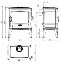 Poêle à bois TAI 9kW avec porte latérale - DOVRE Réf. TAI45WD