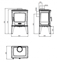 Poêle à bois TAI 9kW fonte laquée Noir - DOVRE Réf. TAI35WT