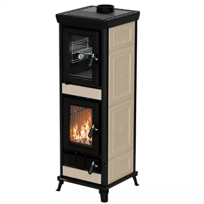 Po�le � bois Thermorossi Agnese Evo Easy 7.3kW avec four Beige