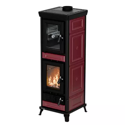 Po�le � bois Thermorossi Agnese Evo Easy 7.3kW avec four Bordeaux