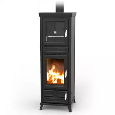 Po�le � bois Thermorossi Anna Evo Easy 13.8kW avec four Noir mat
