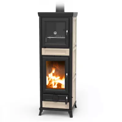 Po�le � bois Thermorossi Anna Evo Maiolica 13.8kW avec four Beige