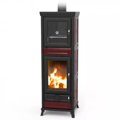 Po�le � bois Thermorossi Anna Evo Maiolica 13.8kW avec four Bordeaux