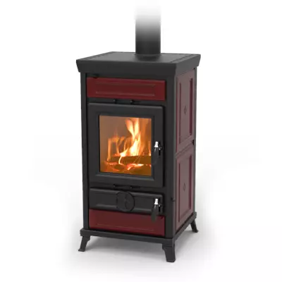 Po�le � bois Thermorossi Ilaria Evo Maiolica 10.8kW Bordeaux