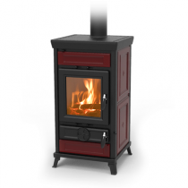 Poêle à bois Thermorossi Ilaria Evo Maiolica 10.8kW Bordeaux